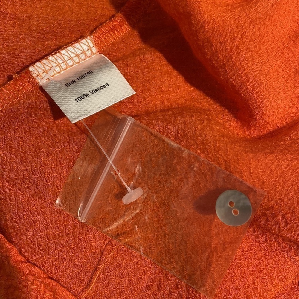 O womens NorthStyle casual solid orange button up 3/4 sleeve plus size shirt 3X - Picture 4 of 5